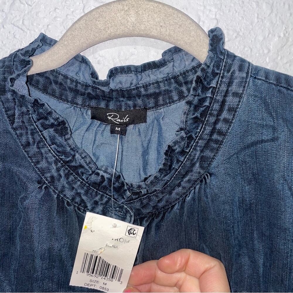 RAILS Dress Shawna Dark Vintage Denim Mini Dress Long Sleeve Medium New - Picture 3 of 5